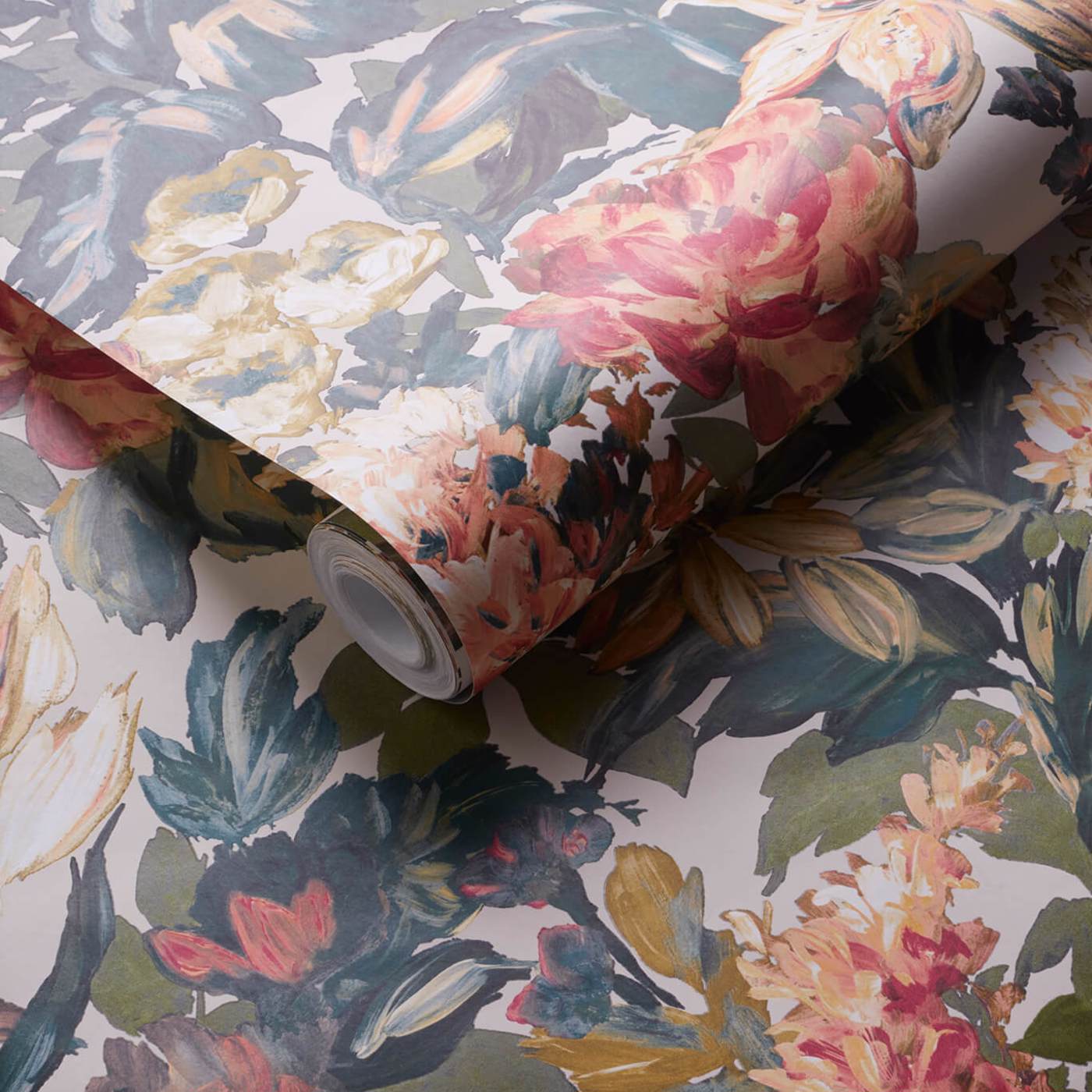 Lilum Wallpaper - Olive/Raspberry - Clarke & Clarke - W0158/03 - Morris Wallpaper