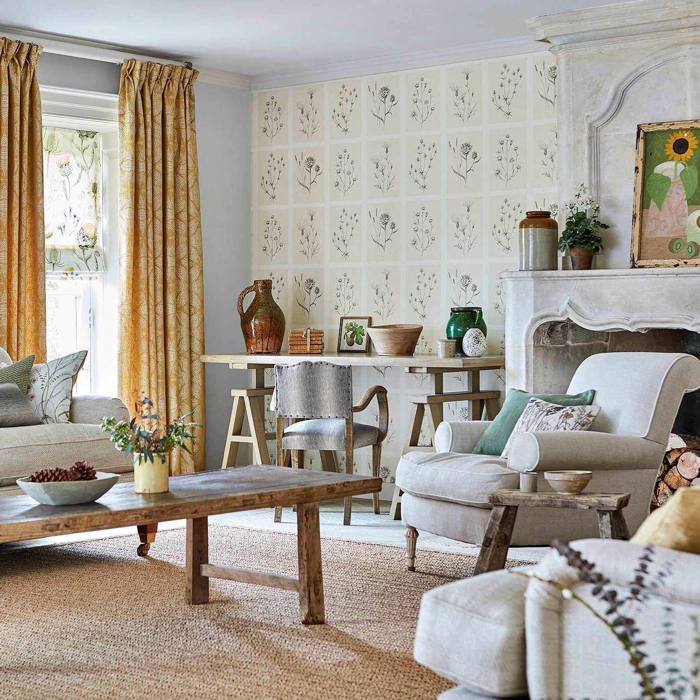 Little Thistles Wallpaper - Grey Blue - Sanderson - DEBB216513 - Morris Wallpaper