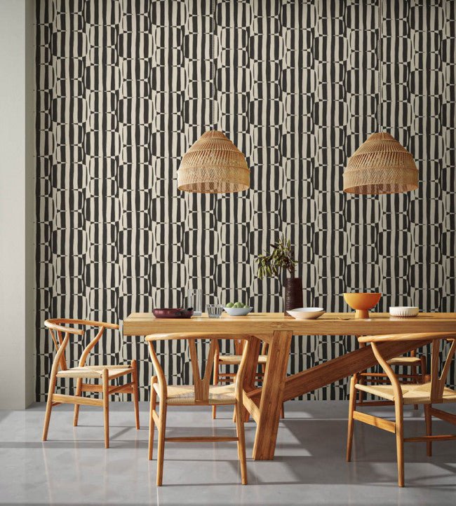 Lohko Stripe Wallpaper - Liquorice - NBIW113038 - Scion