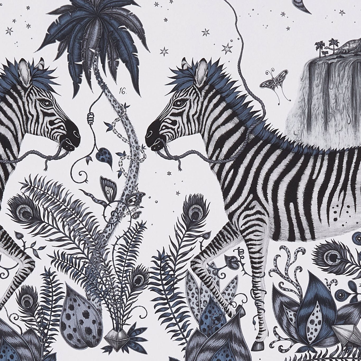 Lost World Wallpaper - Blue - Clarke & Clarke - W0117/01 - Morris Wallpaper