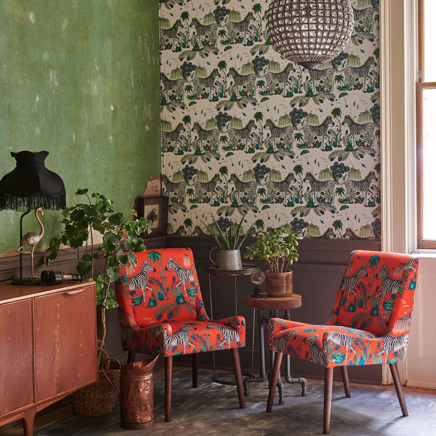 Lost World Wallpaper - Green - Clarke & Clarke - W0117/02 - Morris Wallpaper