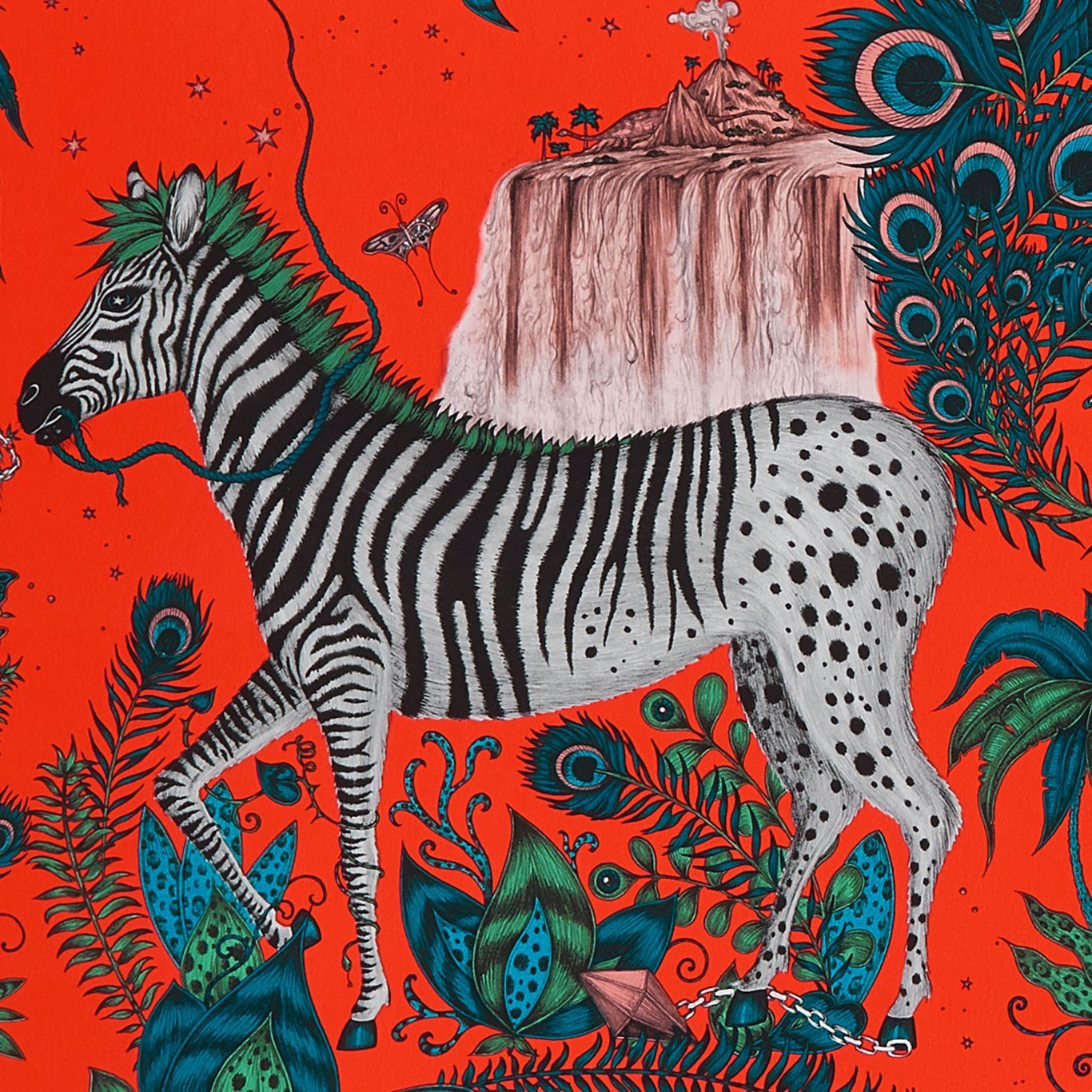 Lost World Wallpaper - Red - Clarke & Clarke - W0117/05 - Morris Wallpaper