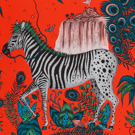 Lost World Wallpaper - Red - Clarke & Clarke - W0117/05 - Morris Wallpaper