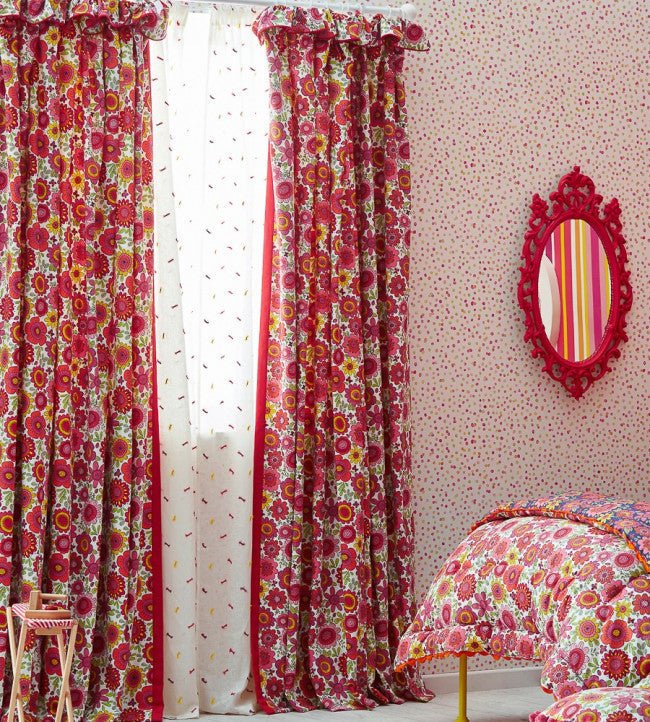 Lots Of Dots Wallpaper - Blancmange / Rasberry / Citrus - 111284 - Scion - Morris Wallpaper