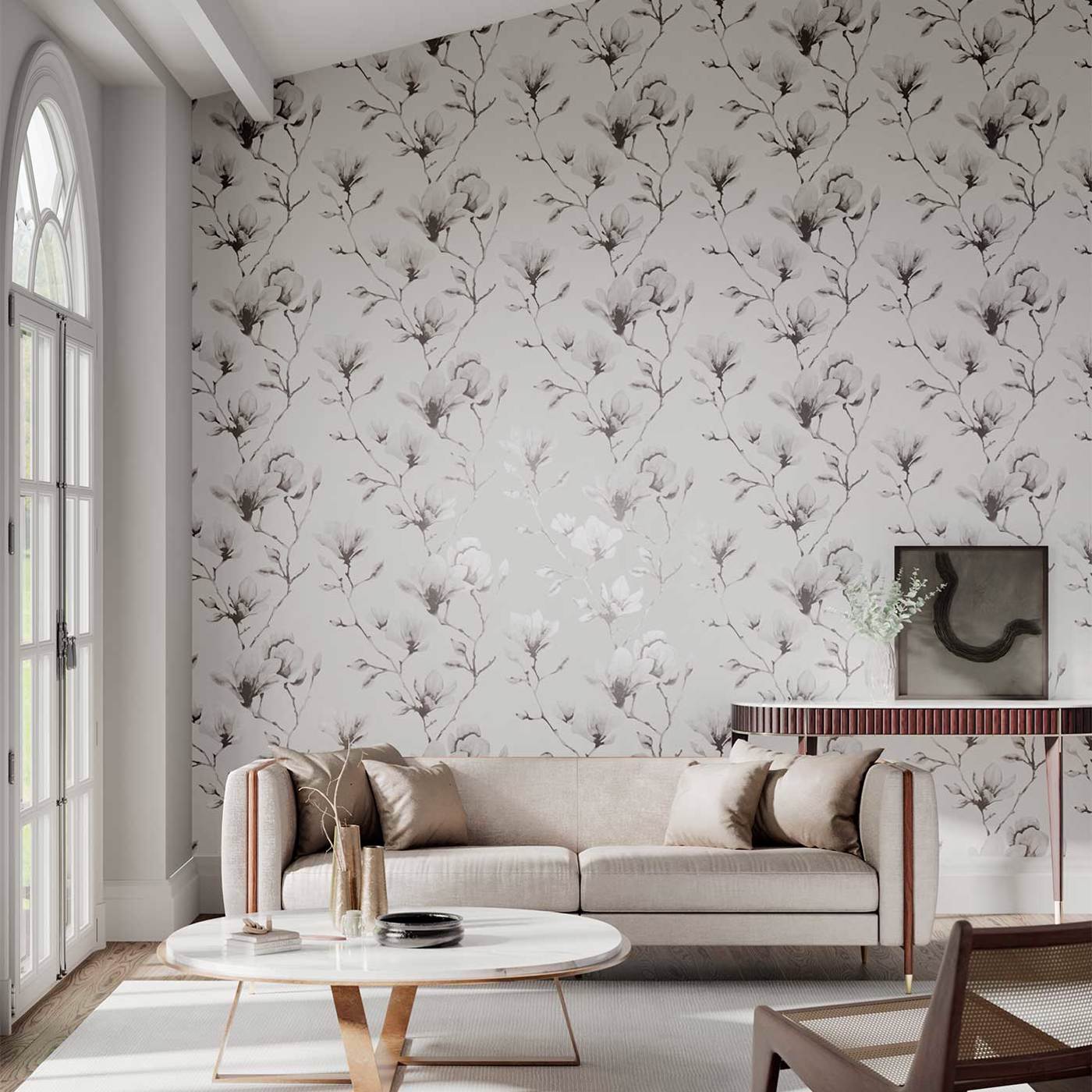 Lotus Wallpaper - Ivory/Gilver - Harlequin - HTEW112603 - Morris Wallpaper