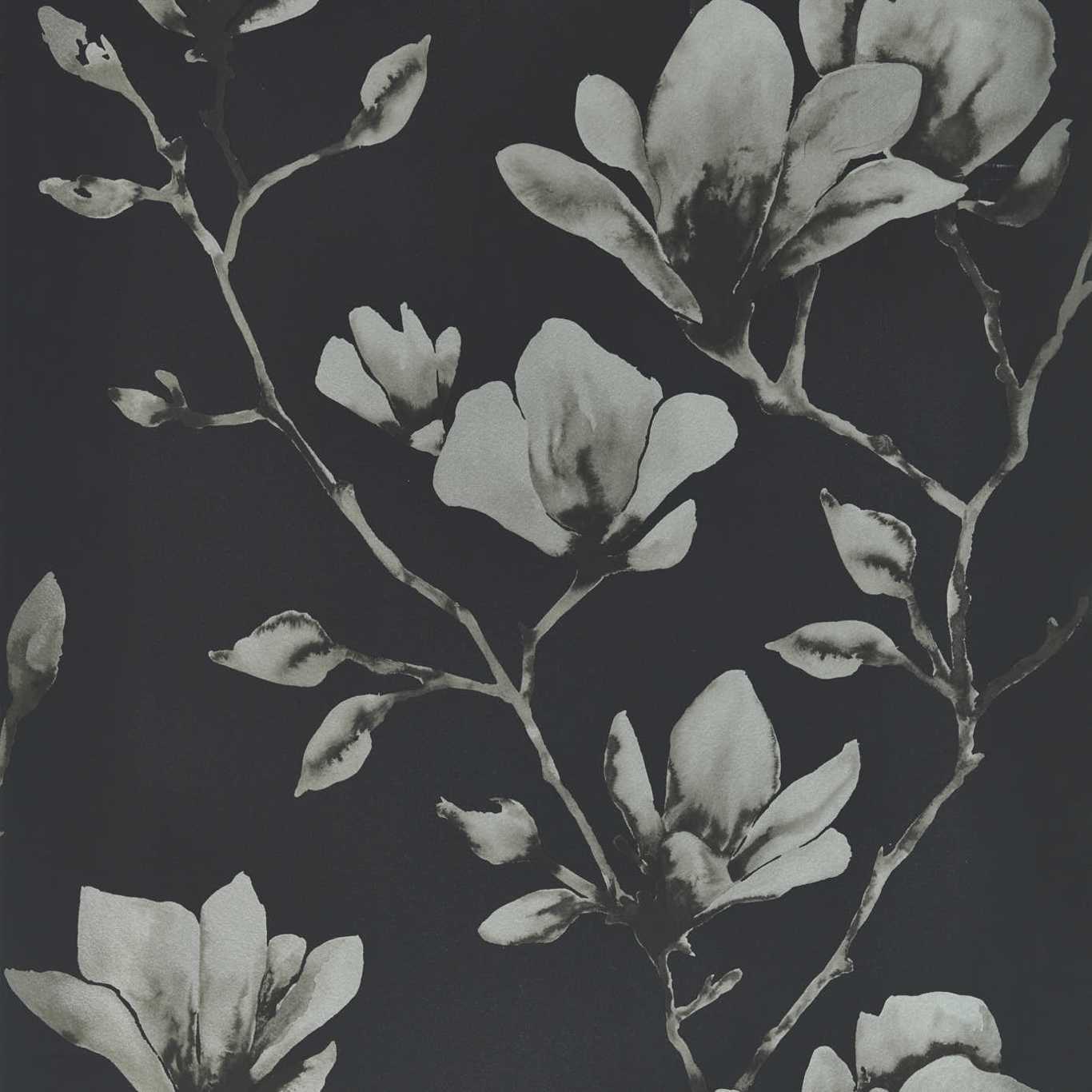 Lotus Wallpaper - Onyx/Silver - Harlequin - HTEW112602 - Morris Wallpaper
