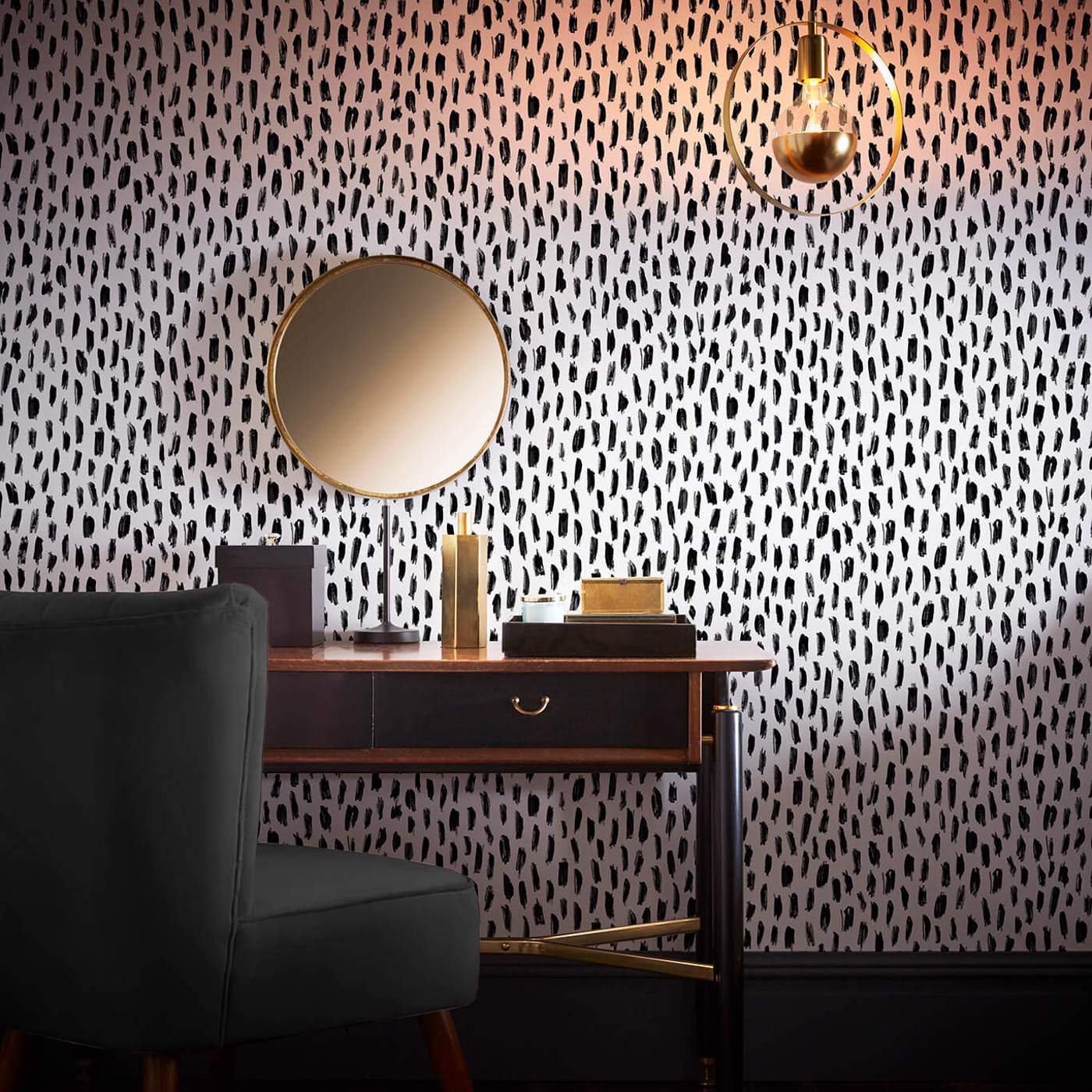 Loxley Wallpaper - Ivory/Noir - Clarke & Clarke - W0226/02 - Morris Wallpaper