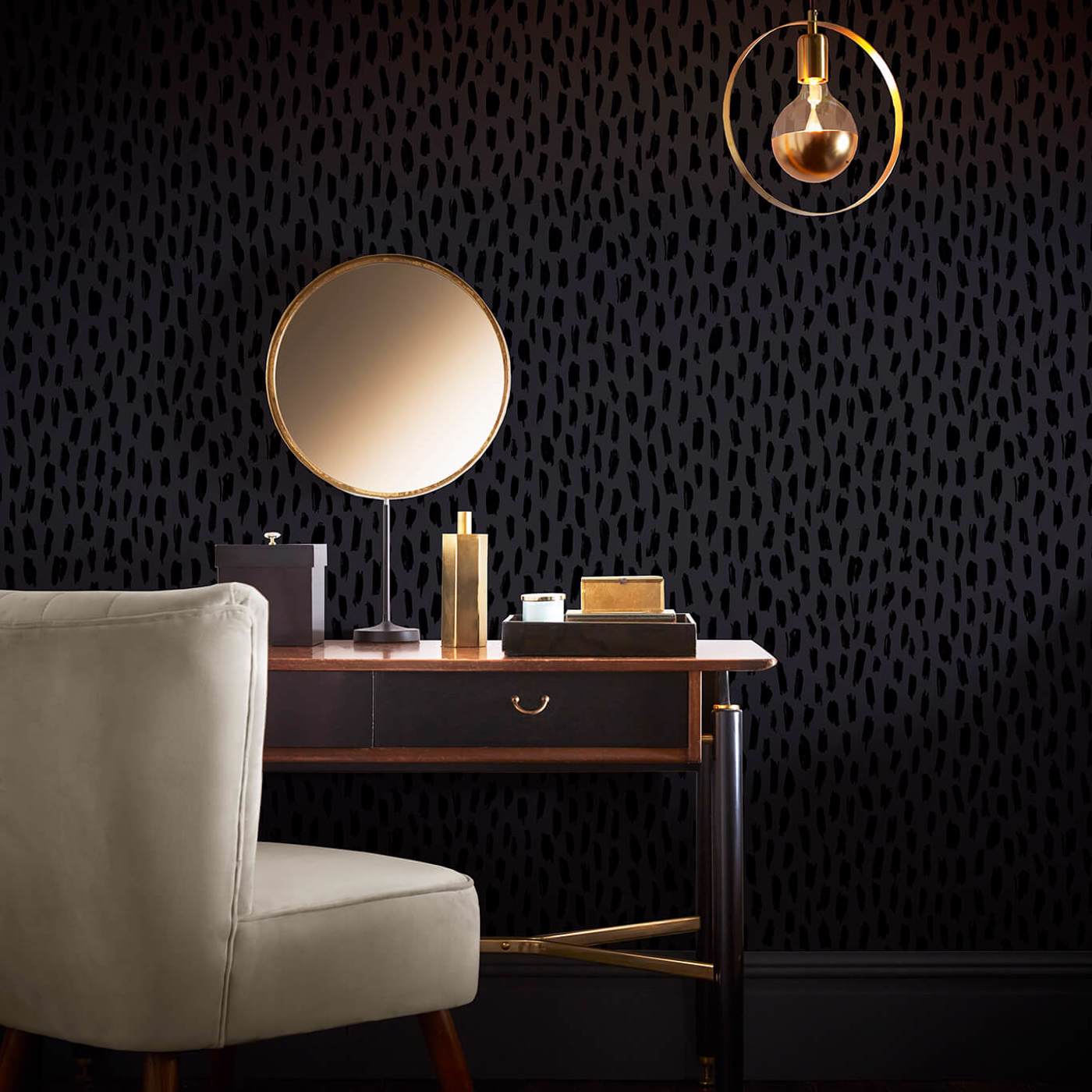 Loxley Wallpaper - Noir - Clarke & Clarke - W0226/05 - Morris Wallpaper