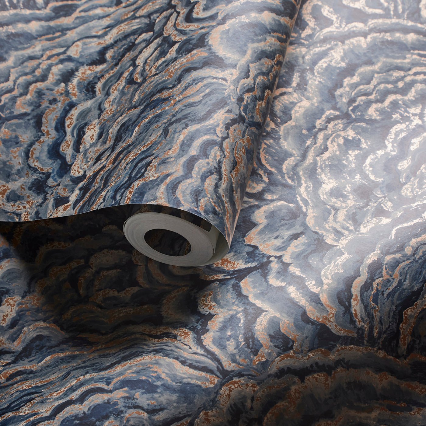 Lumino Wallpaper - Midnight/Copper - Clarke & Clarke - W0142/04 - Morris Wallpaper