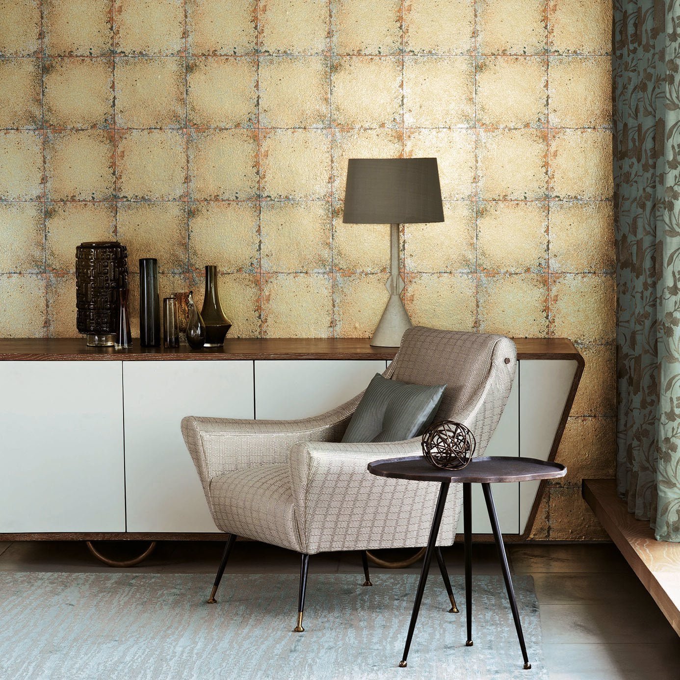 Lustre Tile Wallpaper - Gold - ZTOT312831 - Zoffany - Morris Wallpaper