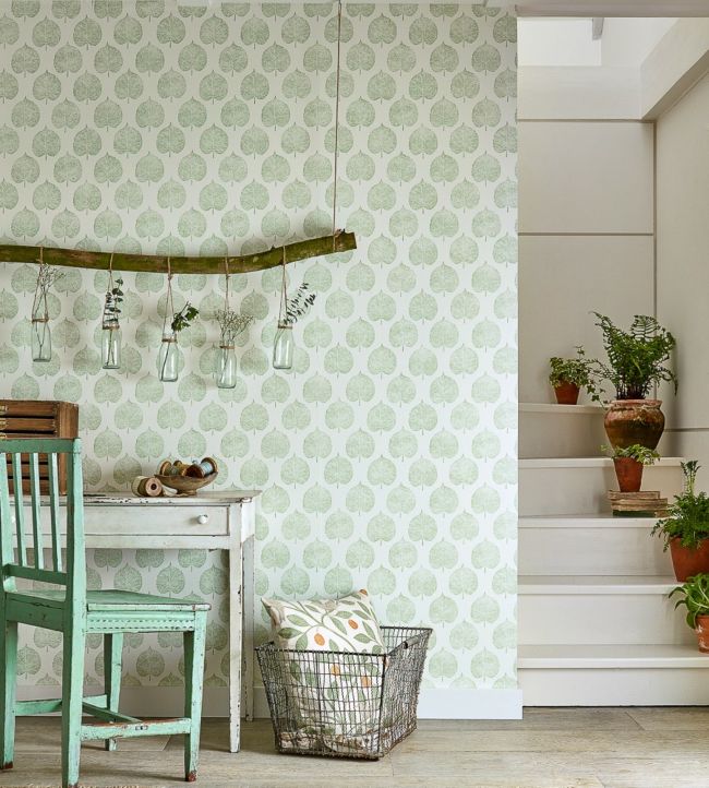 Lyme Leaf Wallpaper - Celadon - DHPO216383 - Sanderson - Morris Wallpaper