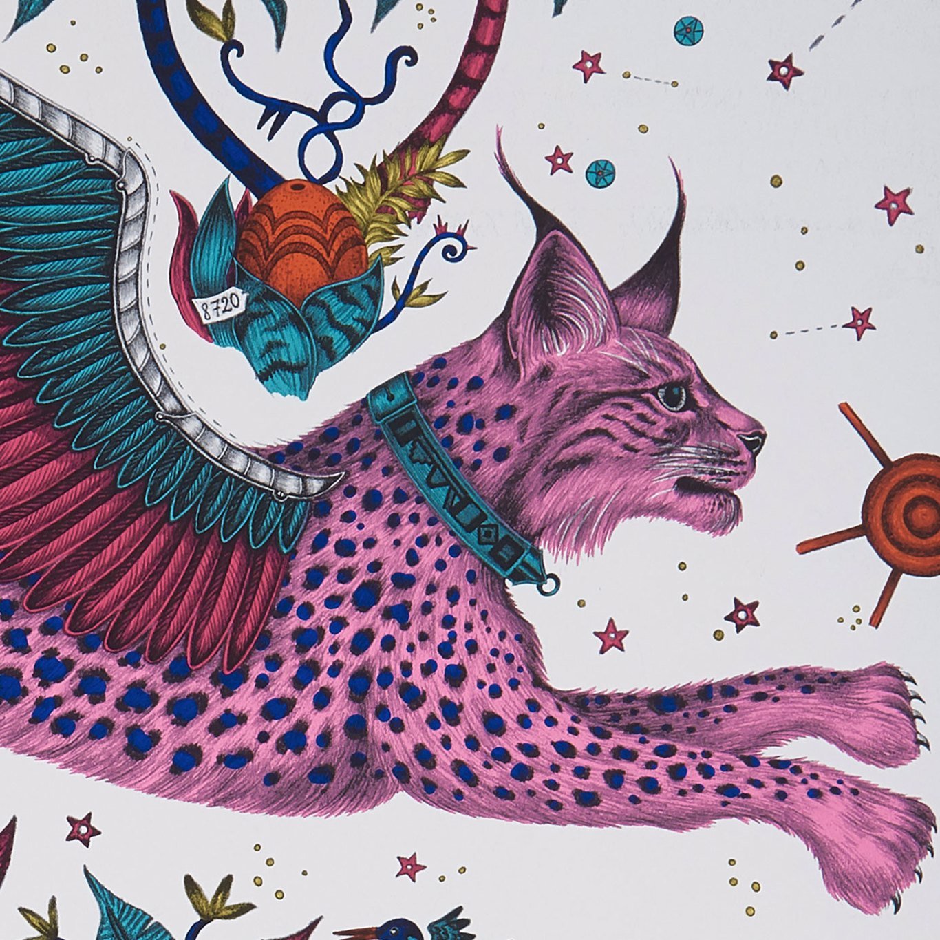 Lynx Wallpaper - Magenta - Clarke & Clarke - W0118/03 - Morris Wallpaper