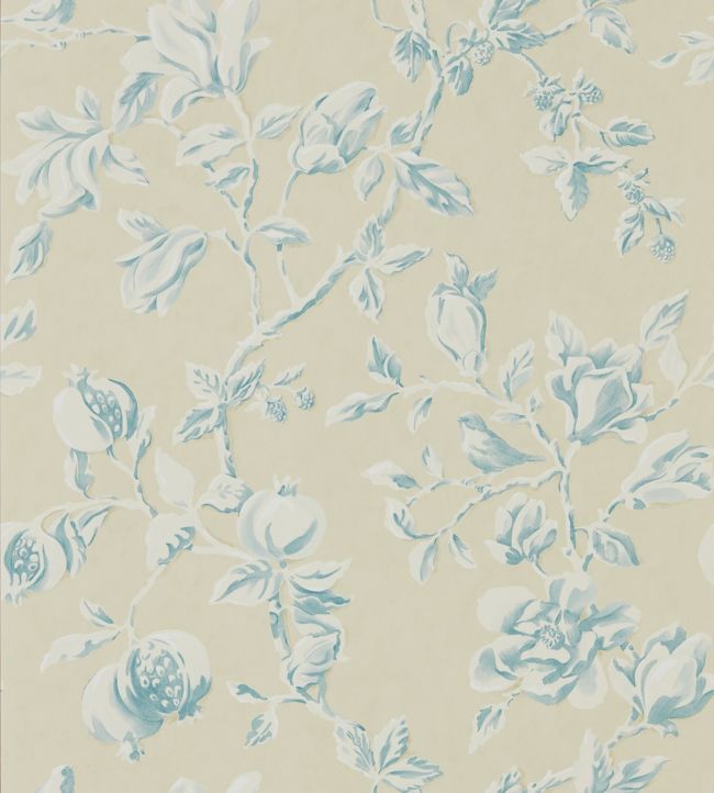 Magnolia & Pomegranate Wallpaper - Parchment/Sky Blue - DWOW215725 - Sanderson - Morris Wallpaper