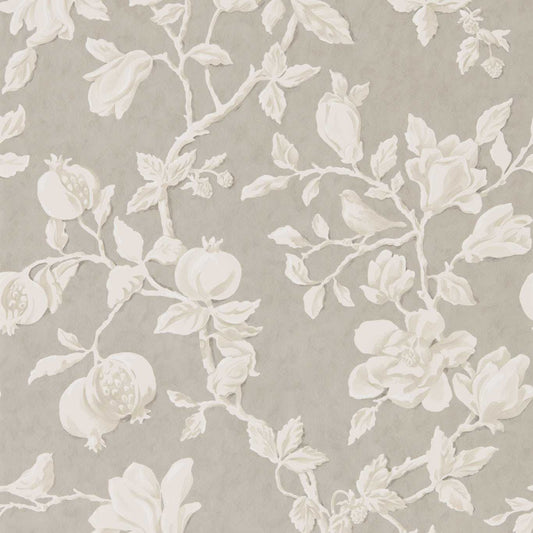 Magnolia & Pomegranate Wallpaper - Silver/Linen - DWOW215722 - Sanderson - Morris Wallpaper