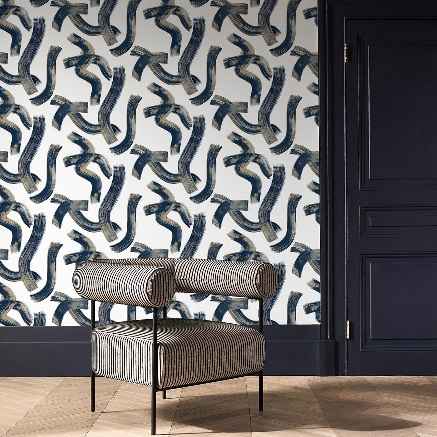 Malevich Wallpaper - Ink - Clarke & Clarke - W0227/02 - Morris Wallpaper