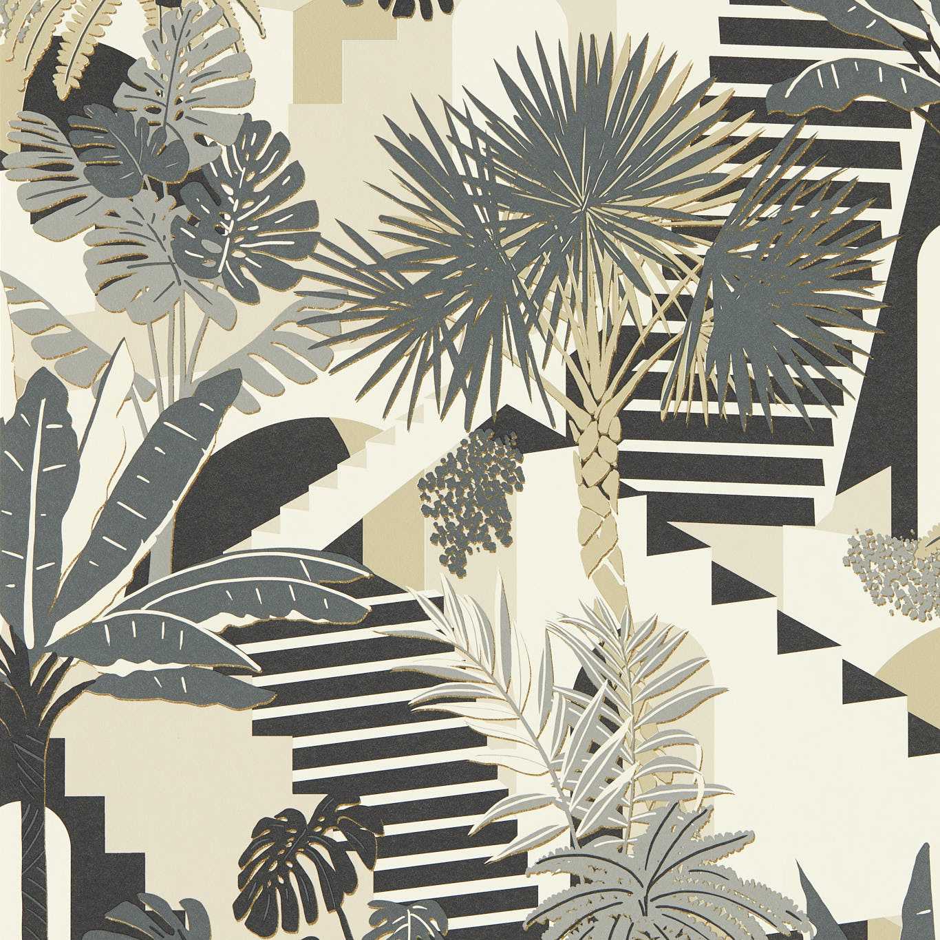 Malindi Wallpaper - Charcoal - Clarke & Clarke - W0186/01 - Morris Wallpaper