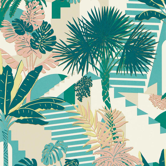 Malindi Wallpaper - Mineral/Blush - Clarke & Clarke - W0186/02 - Morris Wallpaper