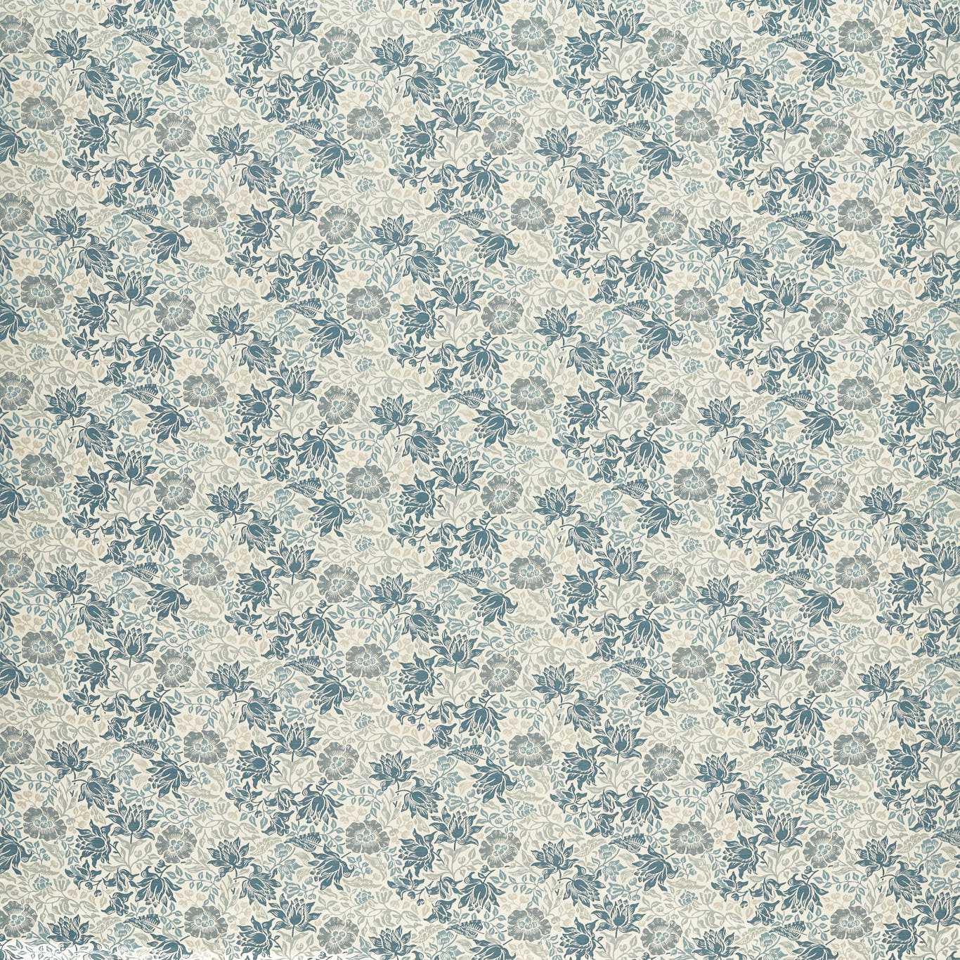 Mallow Jacquard Fabric - Midnight/Denim - Clarke & Clarke - F1743/02 - Morris Wallpaper