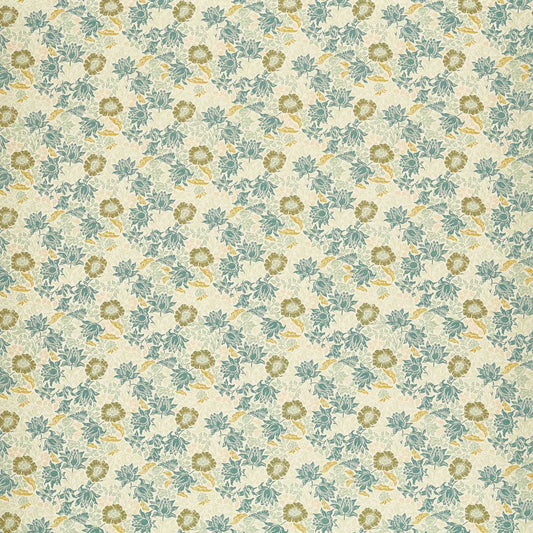 Mallow Jacquard Fabric - Mineral/Chartreuse - Clarke & Clarke - F1743/03 - Morris Wallpaper