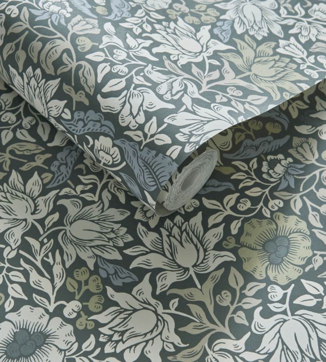 Mallow Wallpaper - Colour Slate/Dove - W0173/01 - Clarke & Clarke - William Morris - Morris Wallpaper