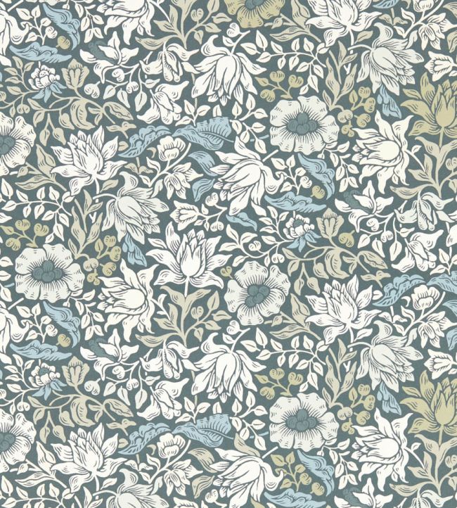 Mallow Wallpaper - Colour Slate/Dove - W0173/01 - Clarke & Clarke - William Morris - Morris Wallpaper