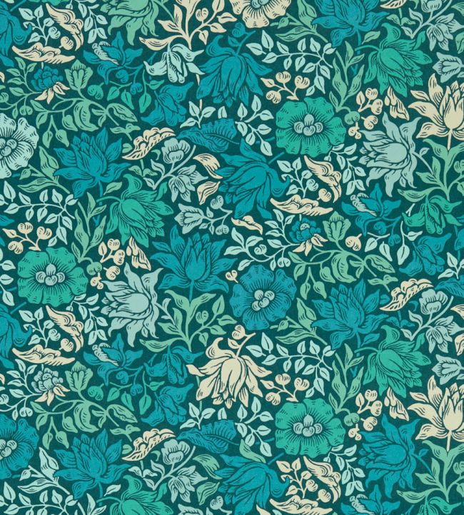 Mallow Wallpaper - Colour Teal - W0173/02 - Clarke & Clarke - William Morris - Morris Wallpaper