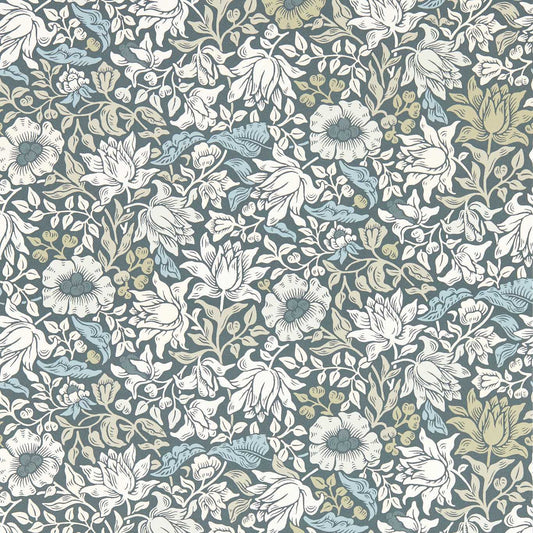 Mallow Wallpaper - Slate/Dove - Clarke & Clarke - W0173/01 - Morris Wallpaper