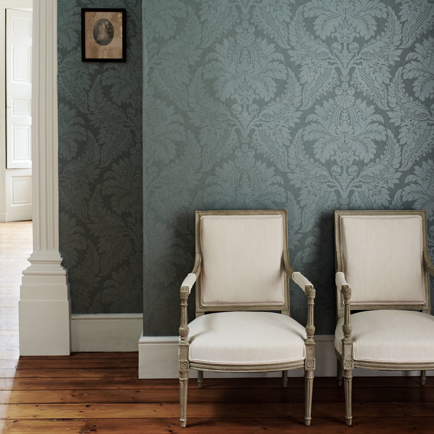 Malmaison Damask Wallpaper - Chalk - ZCON311994 - Zoffany - Morris Wallpaper