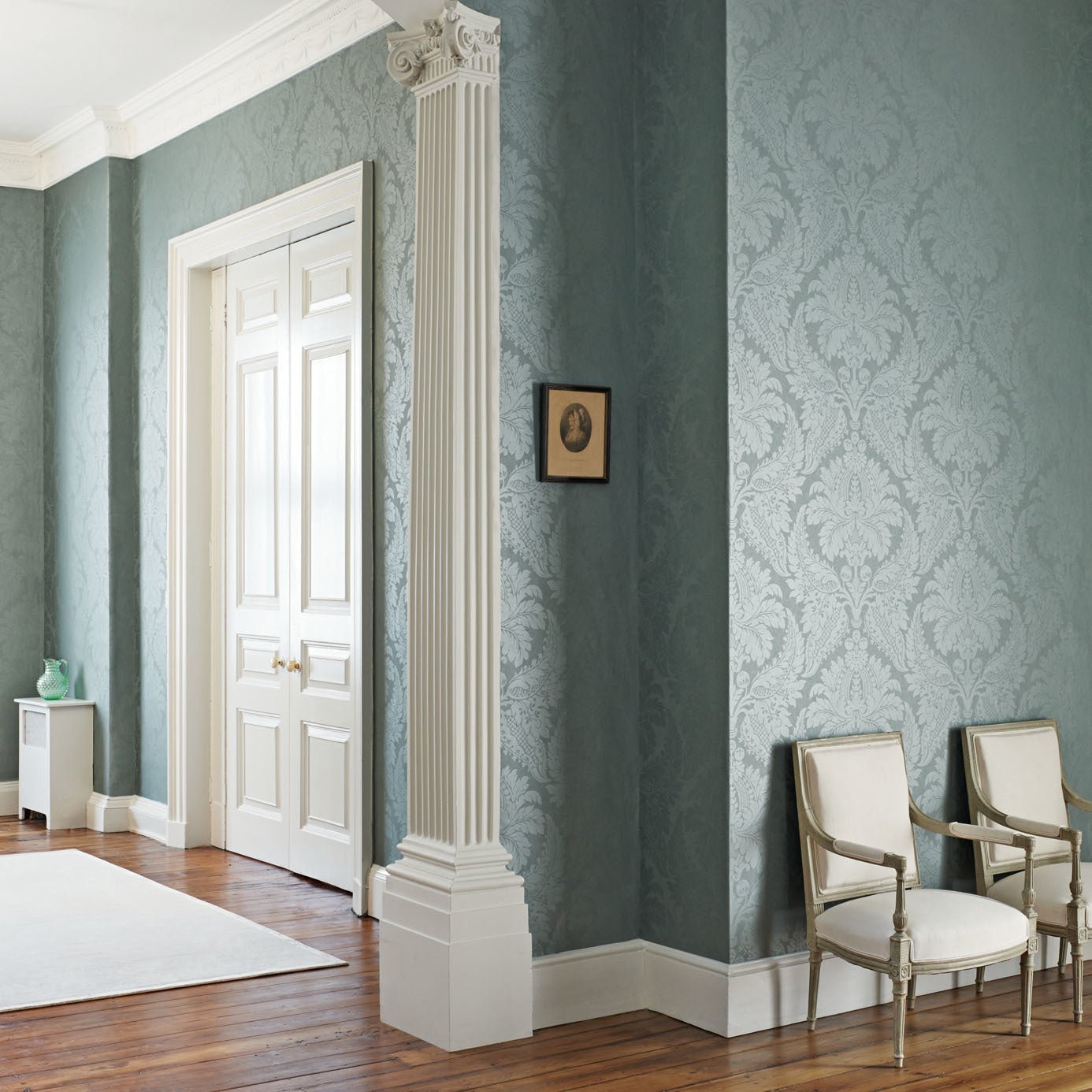 Malmaison Damask Wallpaper - Champagne - Zoffany - ZCON311995 - Morris Wallpaper