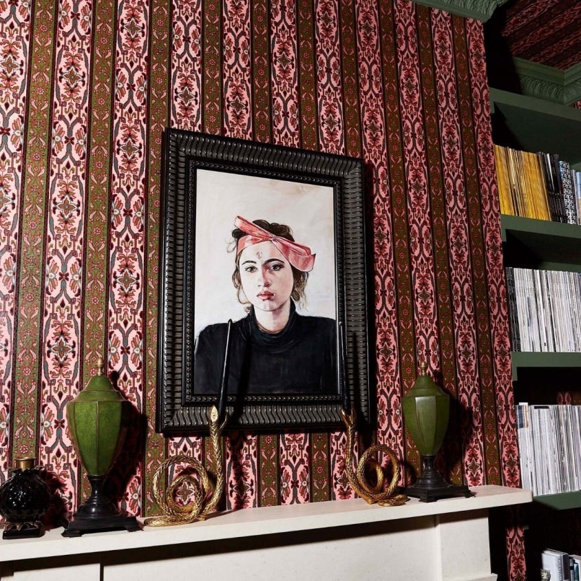 Mamounia Wallpaper - Amaranth / Juniper - House of Hackney - 1-WA-MAM-DI-AMA-XXX - Morris Wallpaper