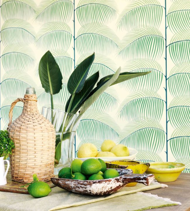 Manila Wallpaper - Green/Ivory - DVOY213367 - Sanderson - Morris Wallpaper