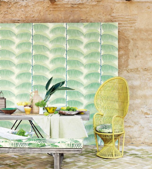 Manila Wallpaper - Green/Ivory - DVOY213367 - Sanderson - Morris Wallpaper