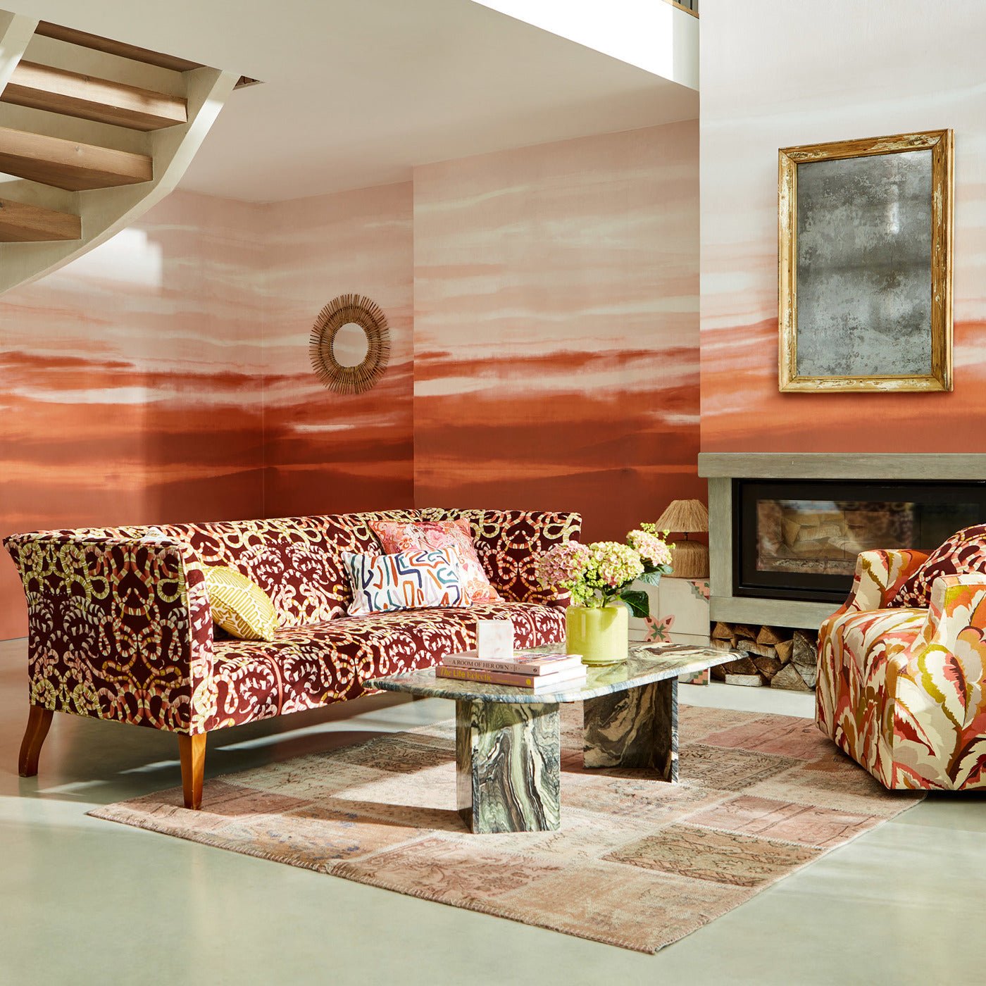 Manzara Wallpaper - Brazilian Rosewood/Bleached Coral - Harlequin - HQN3112918 - Morris Wallpaper