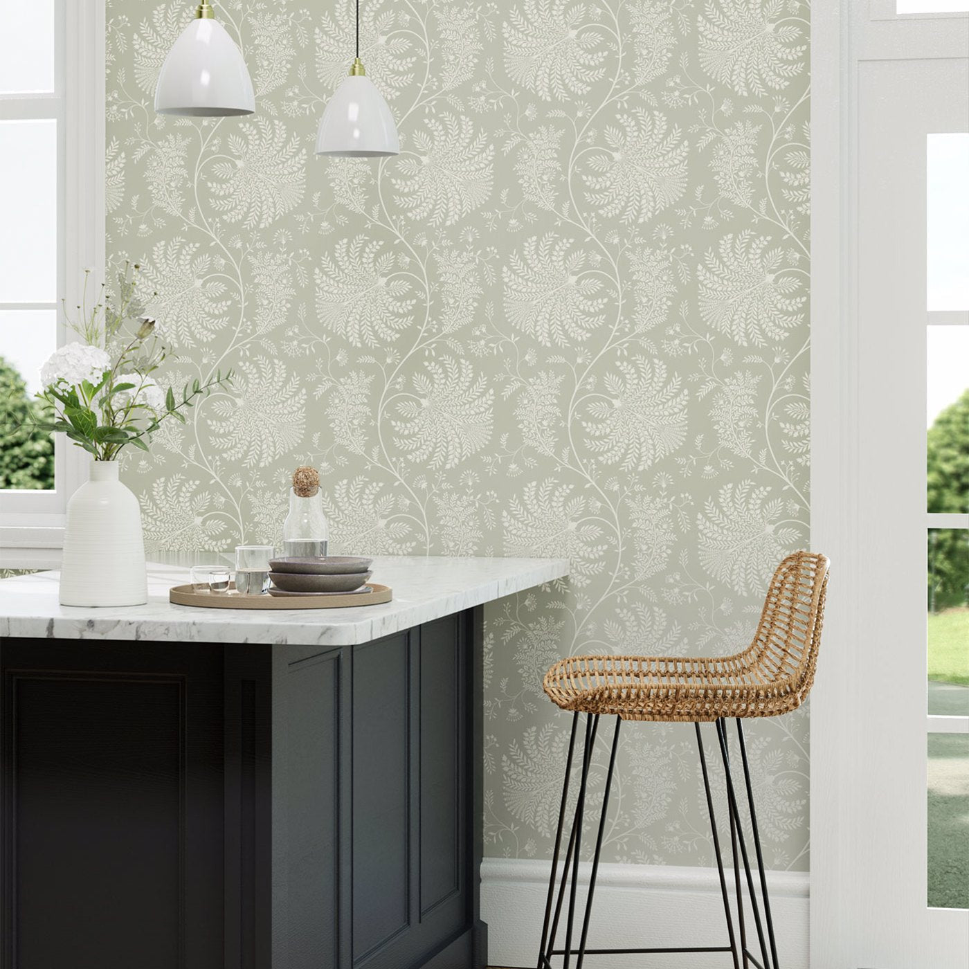 Mapperton Wallpaper - Sage/Cream - Sanderson - DART216341 - Morris Wallpaper