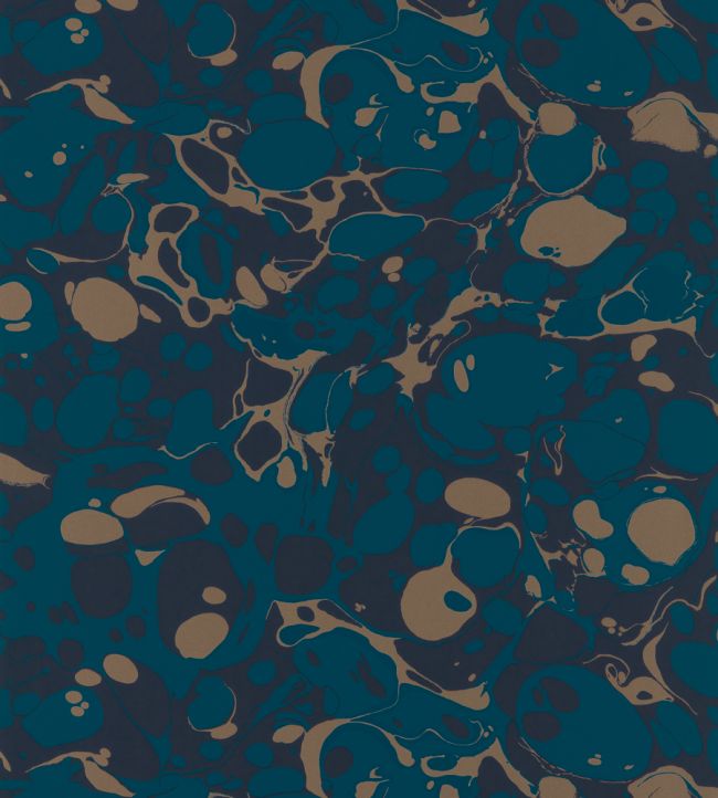 Marble Wallpaper - Azurite/ Copper/Japanese Ink - HQN2112837 - Harlequin - Morris Wallpaper