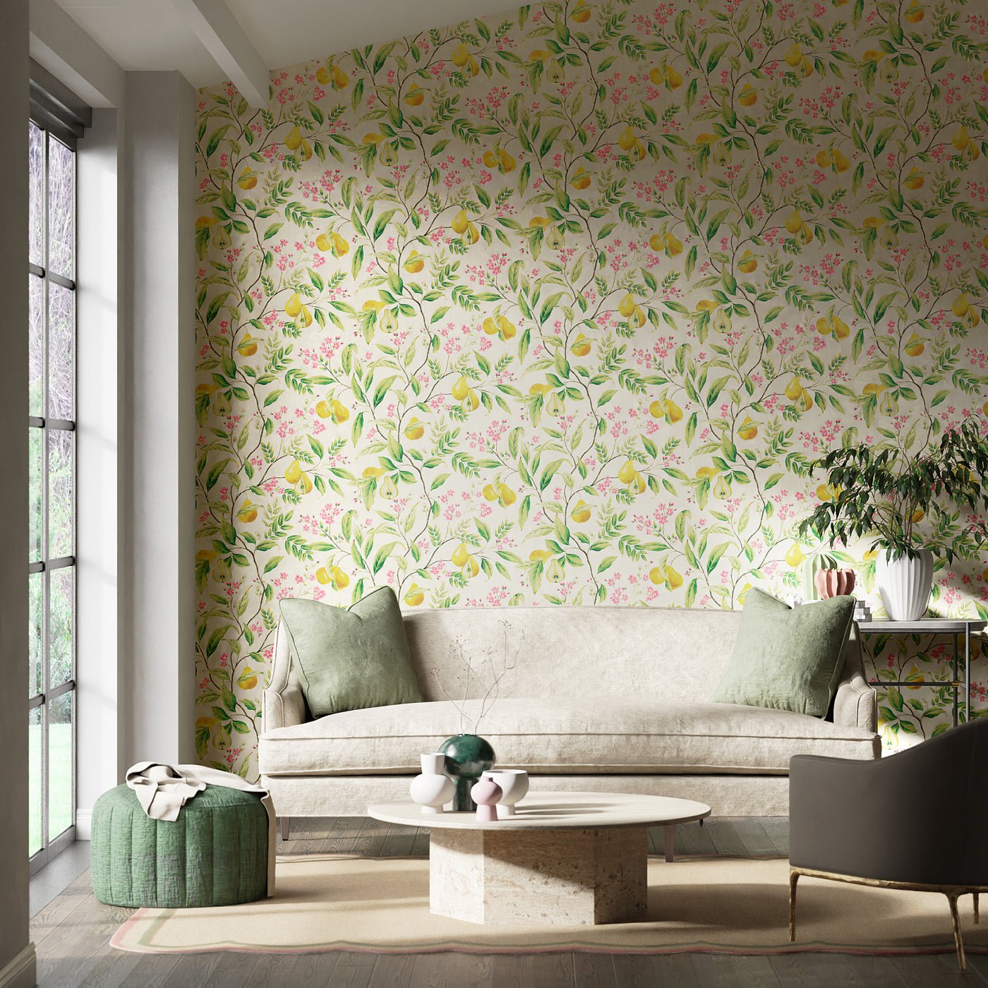 Marie Wallpaper - Fig leaf/Honey/Blossom - Harlequin - HDHW112909 - Morris Wallpaper