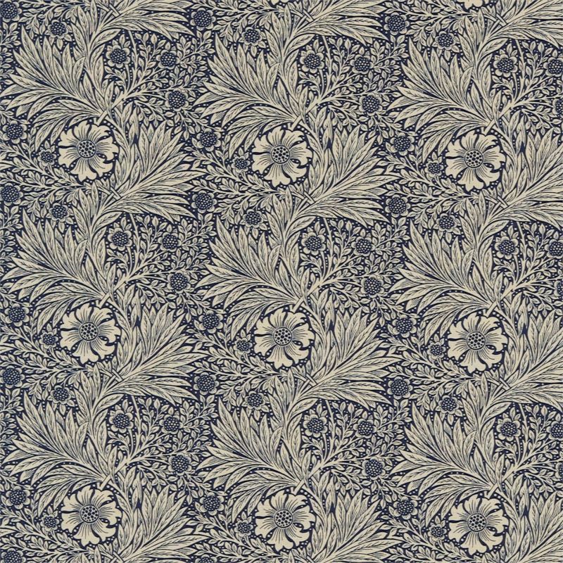 Marigold Fabric - Indigo/Linen - Morris & Co - 220320 - Premier Wallcovering
