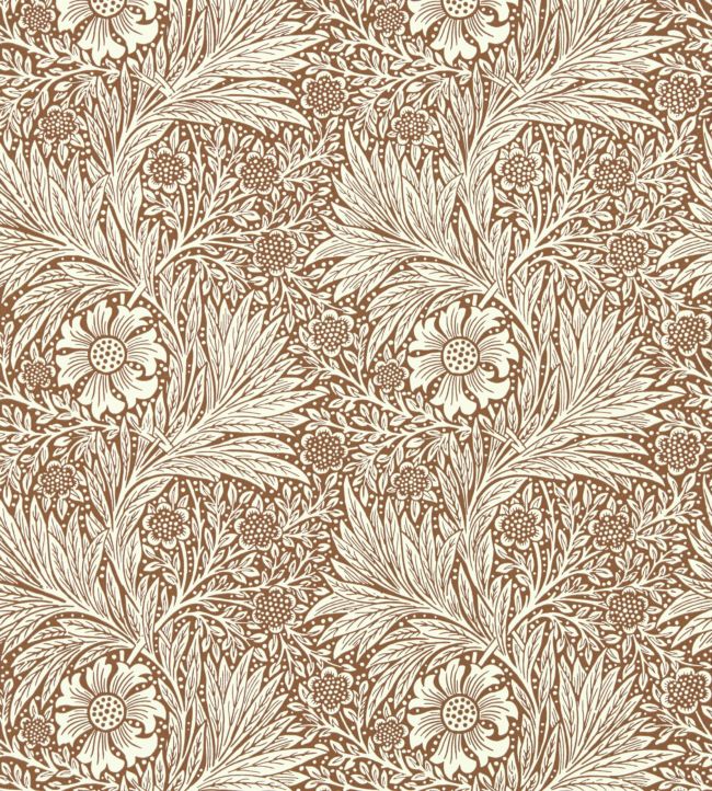 Marigold Wallpaper - Chocolate/Cream - DBPW216955 - Morris & Co - Morris Wallpaper