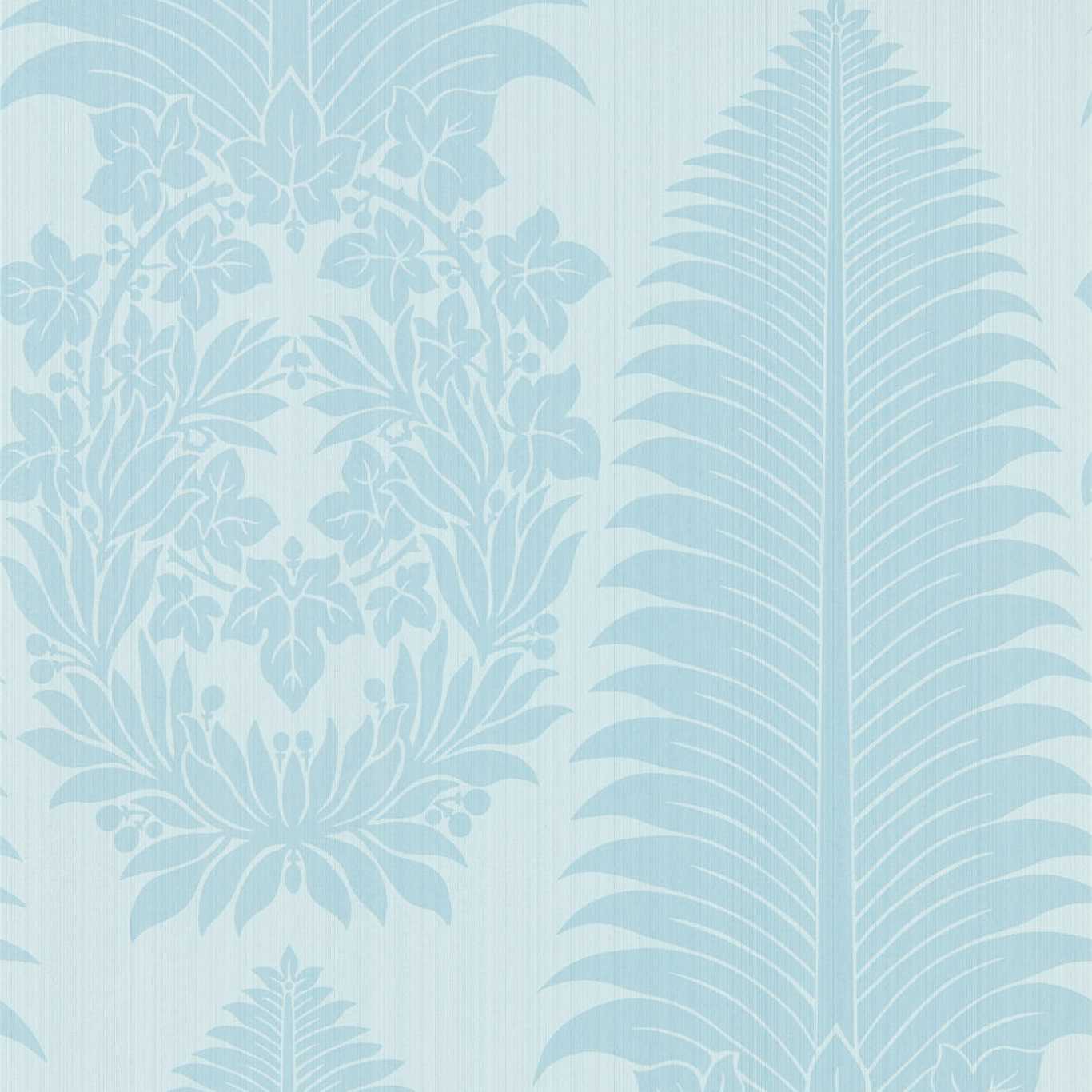 Marsden's Palm Damask Wallpaper - Blue Stone - ZCOT313023 - Zoffany - Premier Wallcovering