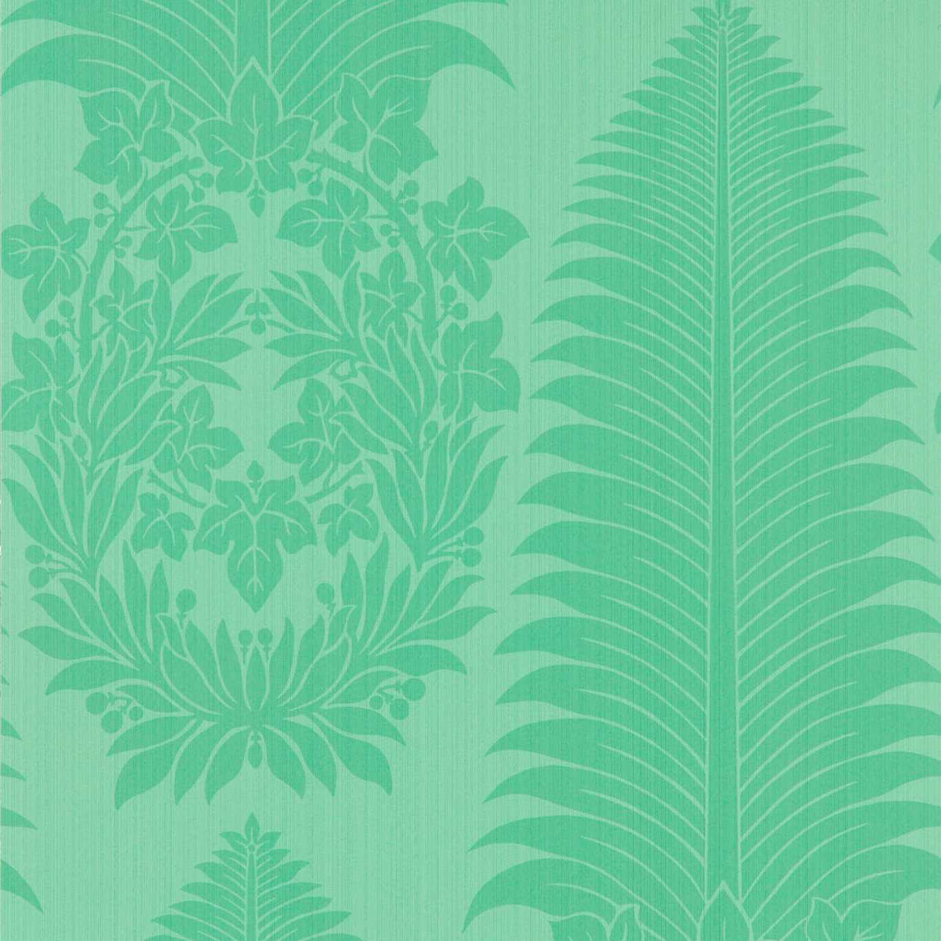 Marsden's Palm Damask Wallpaper - Pale Poisen - Zoffany - ZCOT313024 - Morris Wallpaper