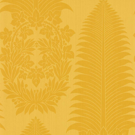 Marsden's Palm Damask Wallpaper - Tigers Eye - Zoffany - ZCOT313022 - Morris Wallpaper