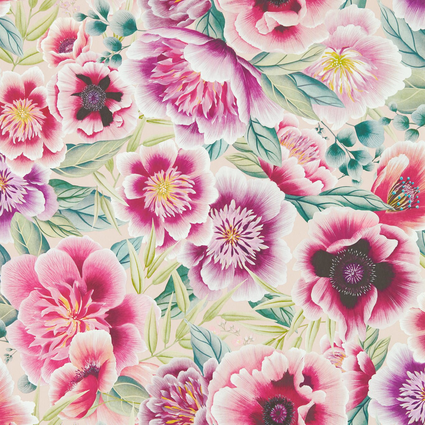Marsha Wallpaper - Powder/Peony/Magenta - Harlequin - HDHW112902 - Morris Wallpaper