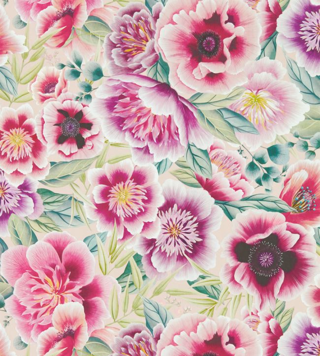 Marsha Wallpaper - Powder/Peony/Magenta - HDHW112902 - Harlequin - Morris Wallpaper