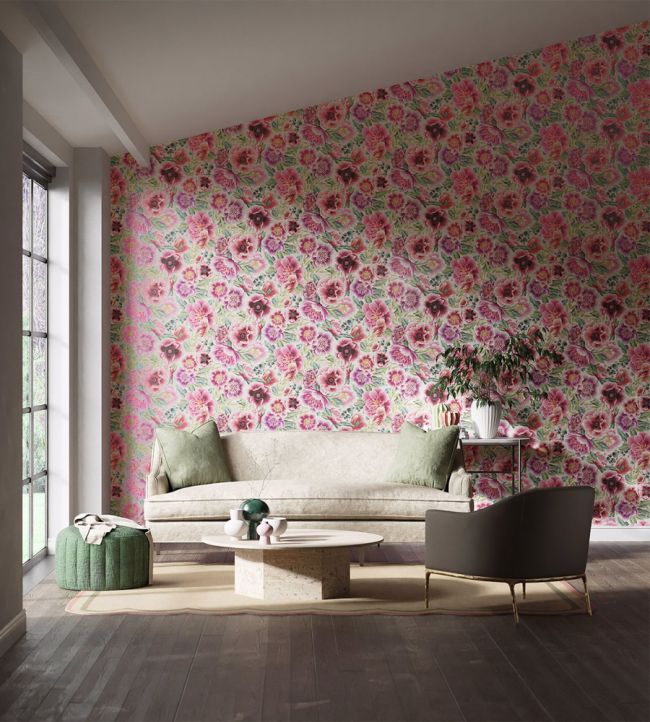 Marsha Wallpaper - Powder/Peony/Magenta - HDHW112902 - Harlequin - Morris Wallpaper