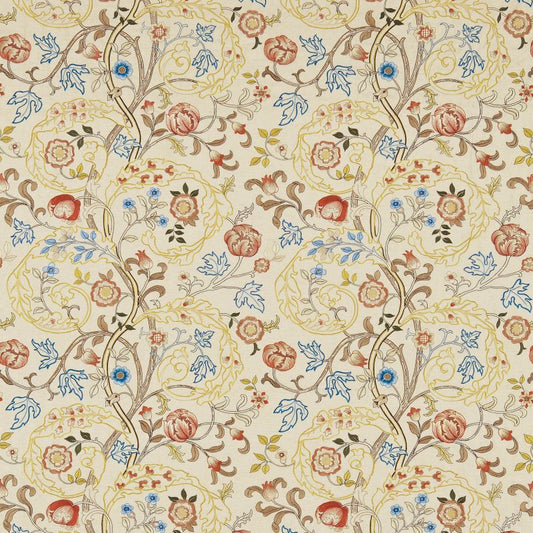 Mary Isobel Embroidery Fabric - Russet/Olive - Morris & Co - 230340 - Premier Wallcovering