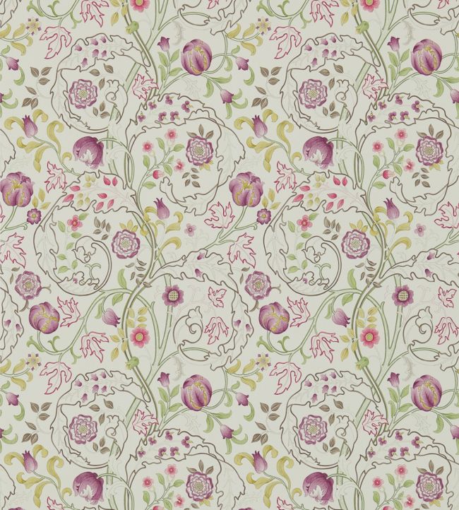 Mary Isobel Wallpaper - Wine / Linen - 214727 - Morris Exclusive - Morris Wallpaper