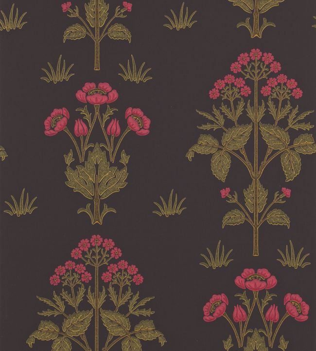 Meadow Sweet Wallpaper - Charcoal / Rose - 210352 - Morris Exclusive - Morris Wallpaper