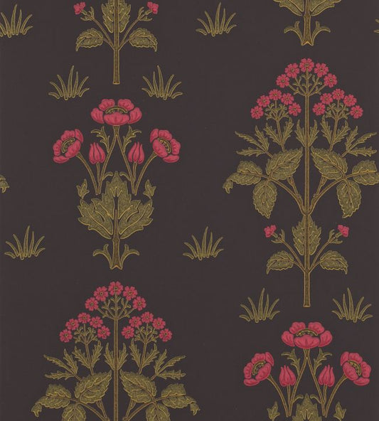 Meadow Sweet Wallpaper - Charcoal / Rose - 210352 - Morris Exclusive - Morris Wallpaper