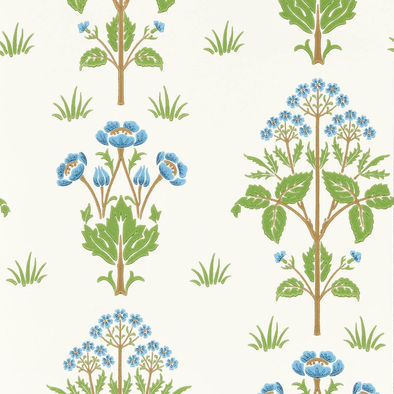 Meadow Sweet Wallpaper - Cobalt/Grass green - 217368 - Morris & Co