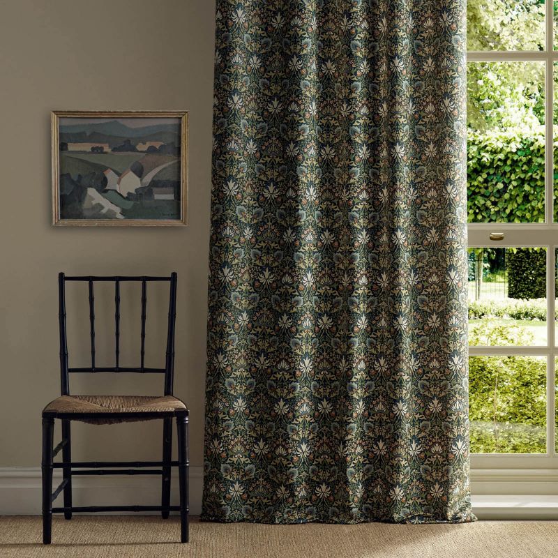 Meda Iris Fabric - Forest/Russet - Morris & Co - 227367 - Morris Wallpaper